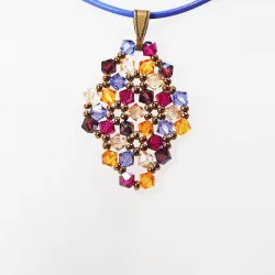 Pendant 30cm - Malvina Rhombus S-Lavender Leather - Pendant 30cm - Laiton bronze